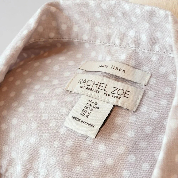Rachel Zoe Gray Polka Dot Button Down Shirt - Picture 4 of 6